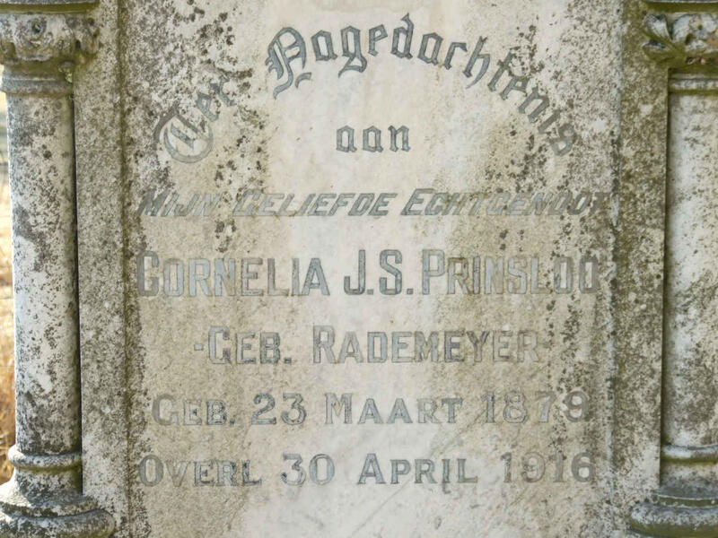 PRINSLOO Cornelia J.S. nee RADEMEYER 1879-1916