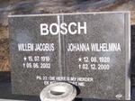 BOSCH Willem Jacobus 1919-2002 & Johanna Wilhelmina 1920-2000