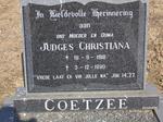 COETZEE Judges Christiana 1918-1990