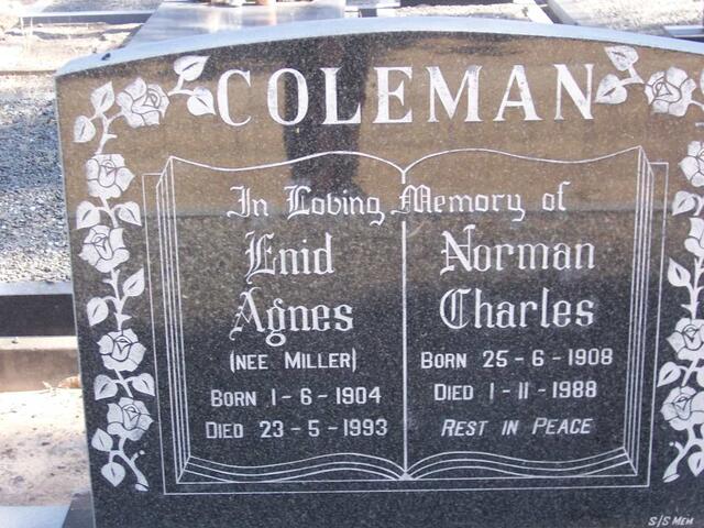 COLEMAN Norman Charles 1908-1988 & Enid Agnes MILLER 1904-1993