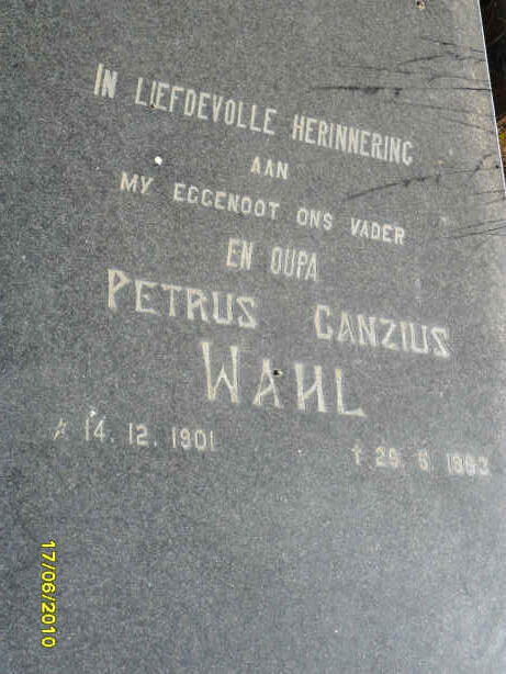 WAHL Petrus Ganzius 1901-1963