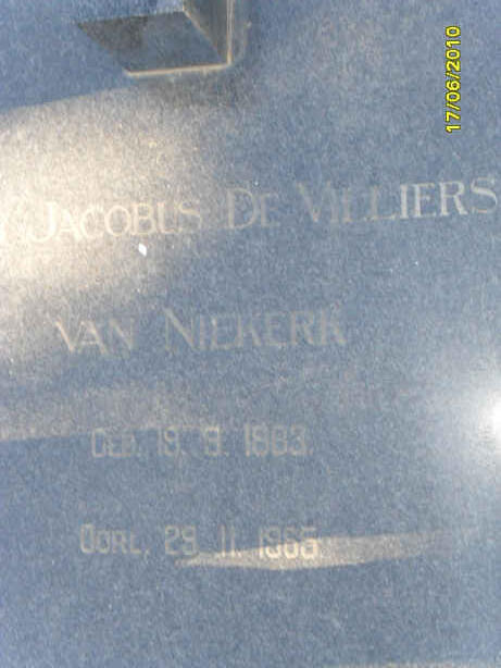 NIEKERK Jacobus de Villiers, van 1883-1956