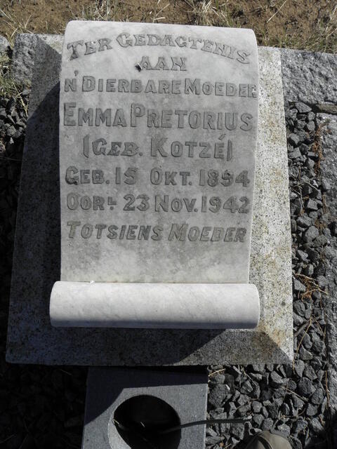 PRETORIUS Emma nee KOTZÉ 1894-1942