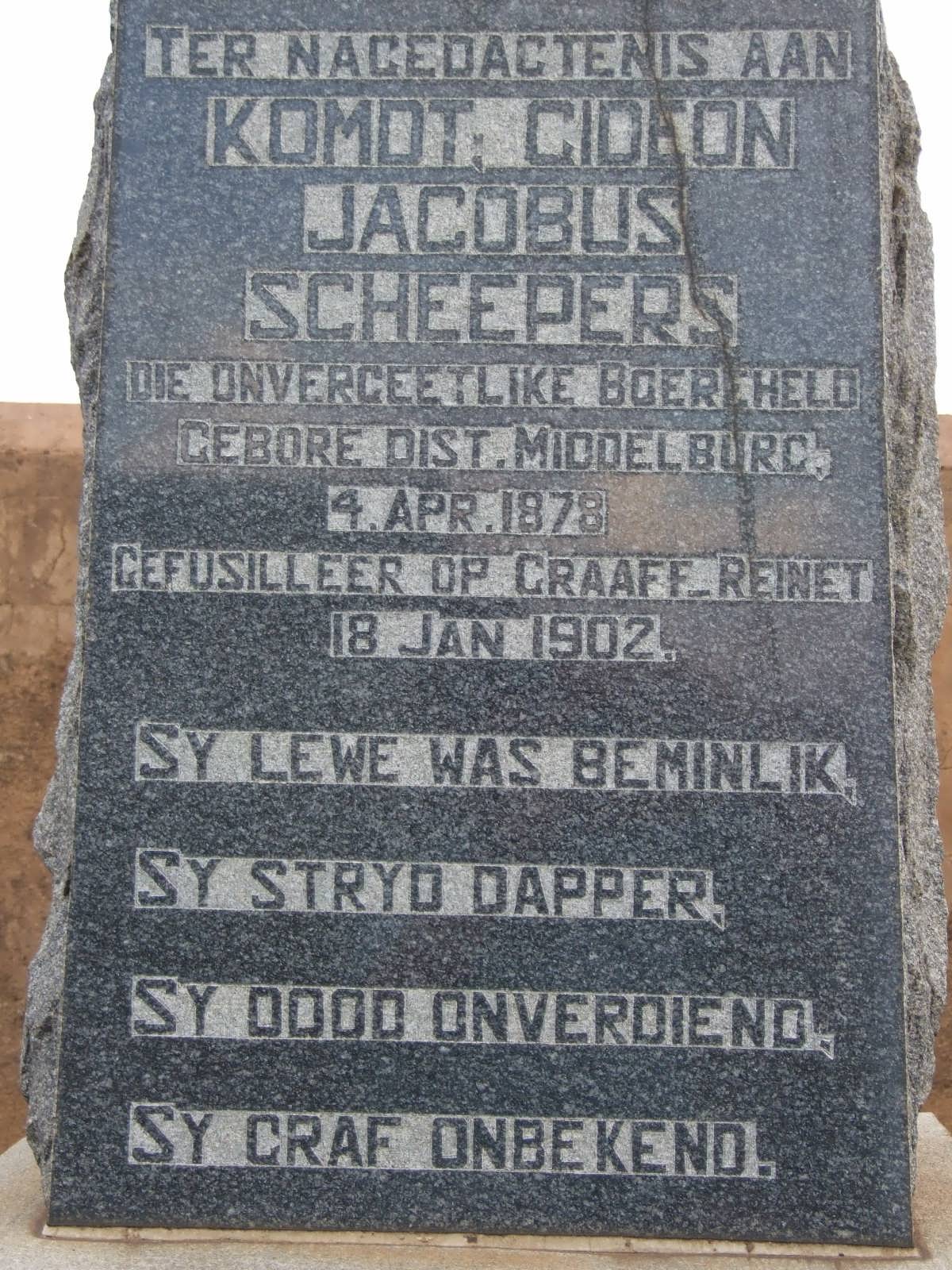 SCHEEPERS Gideon Jacobus 1878-1902