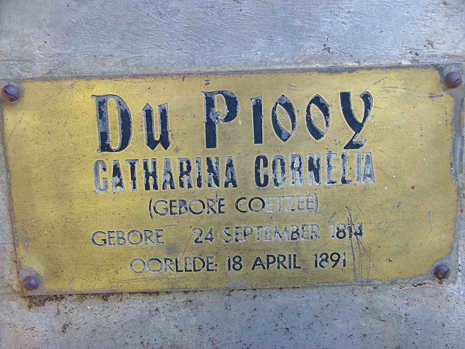 PLOOY  Catharina Cornelia, du  nee COETZEE 1814-1891