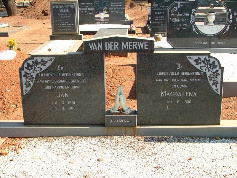 MERWE Jan, van der 1931-1983 & Magdalena 1936-