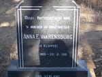 RENSBURG Anna E., van nee KLOPPER 1903-1991