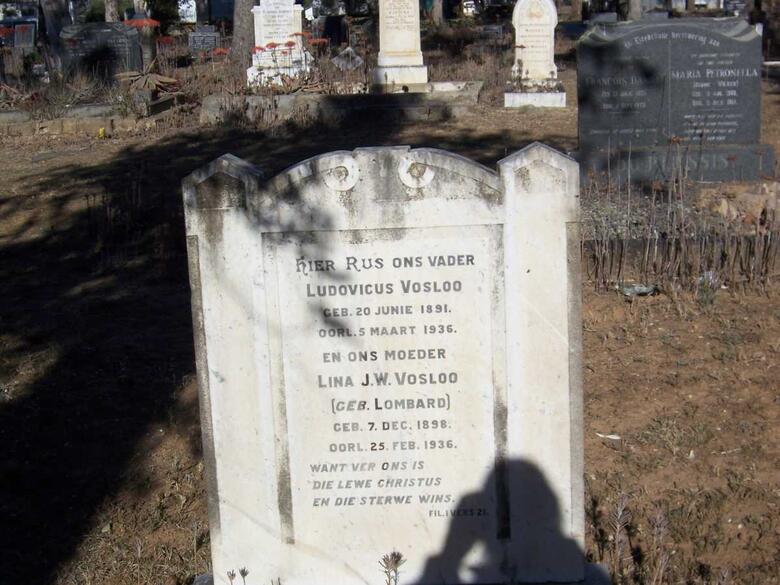 VOSLOO Ludovicus 1891-1956 & Lina J.W. LOMBARD 1898-1936