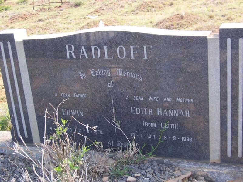 RADLOFF Edwin 1909-1970 & Edith Hannah LEITH 1917-1966