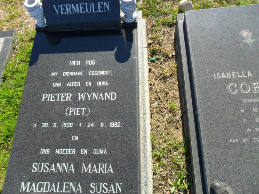 VERMEULEN Pieter Wynand 1920-1992 & Susanna Maria Magdalena