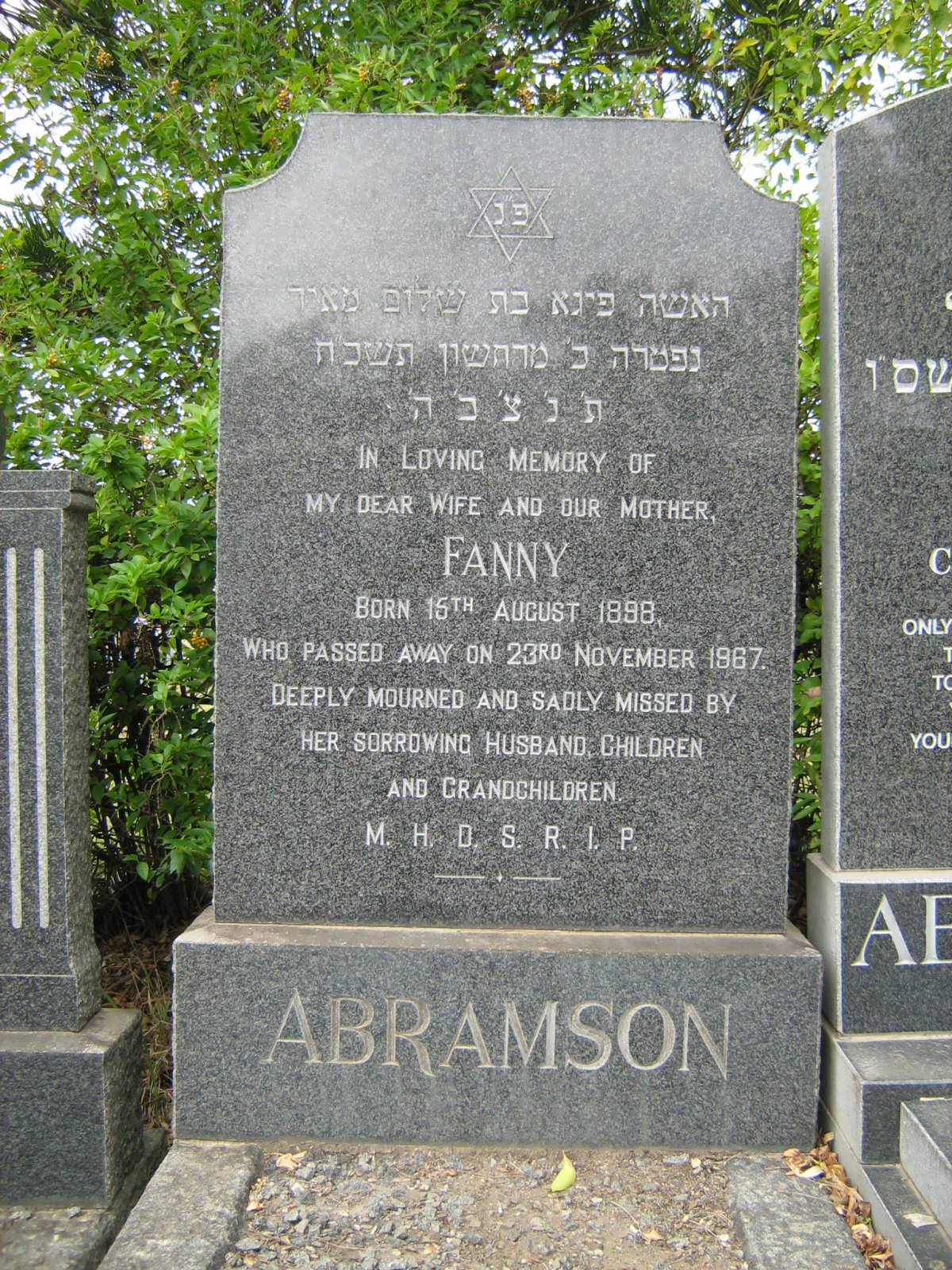 ABRAMSON Fanny 1898-1967