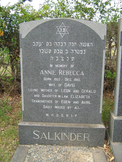SALKINDER Annie Rebecca 1903-1965