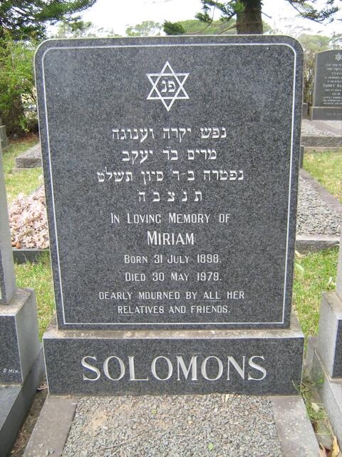 SOLOMONS Miriam 1898-1979