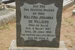 VILLIERS Malvina Johanna, de nee DE HAAS 1887-1955