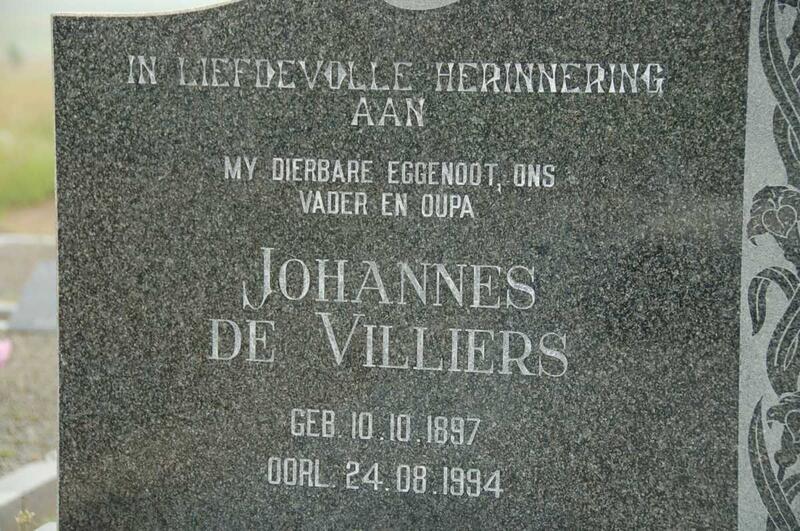 VILLIERS Johannes, de 1897-1994
