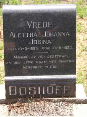 BOSHOFF  Alettha Johanna Josina 1885-1923