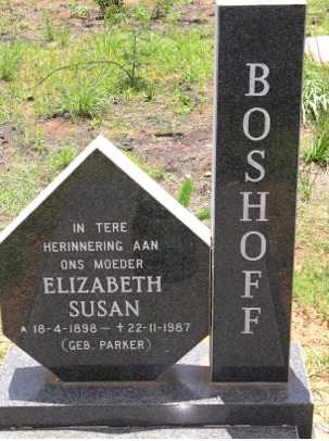 BOSHOFF Elizabeth Susan 1898-1987