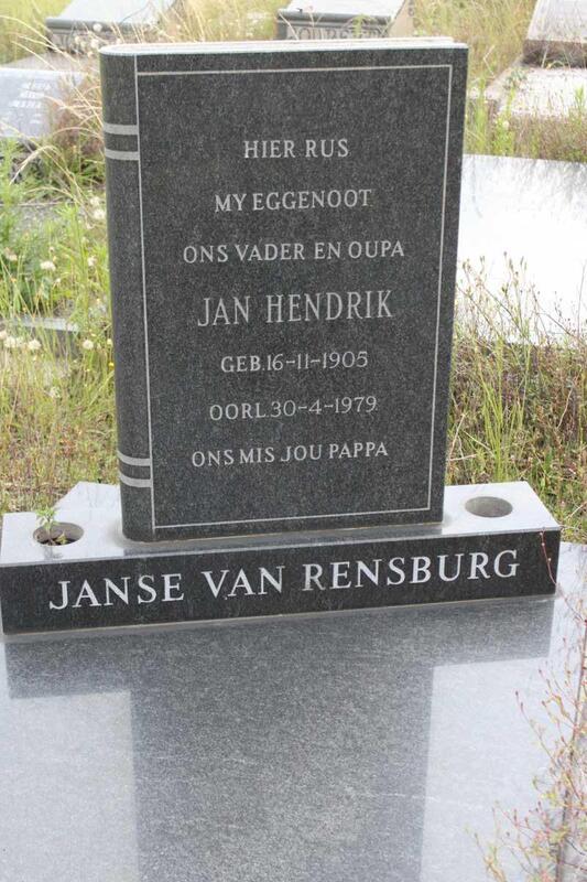 RENSBURG Jan Hendrik, Janse van 1905-1979