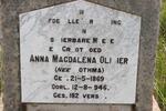 OLIVIER Anna Magdalena nee BOTHMA 1869-1946