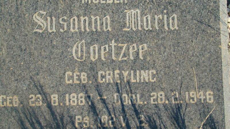 COETZEE Susanna Maria nee GREYLING 1887-1946