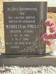 PREEZ Hester Maria, du 1961-1980