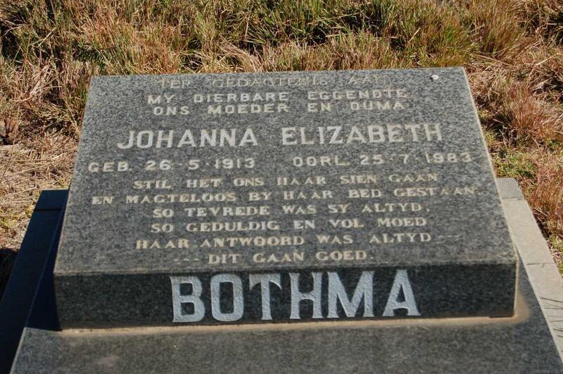 BOTHMA Johanna Elizabeth 1913-1983