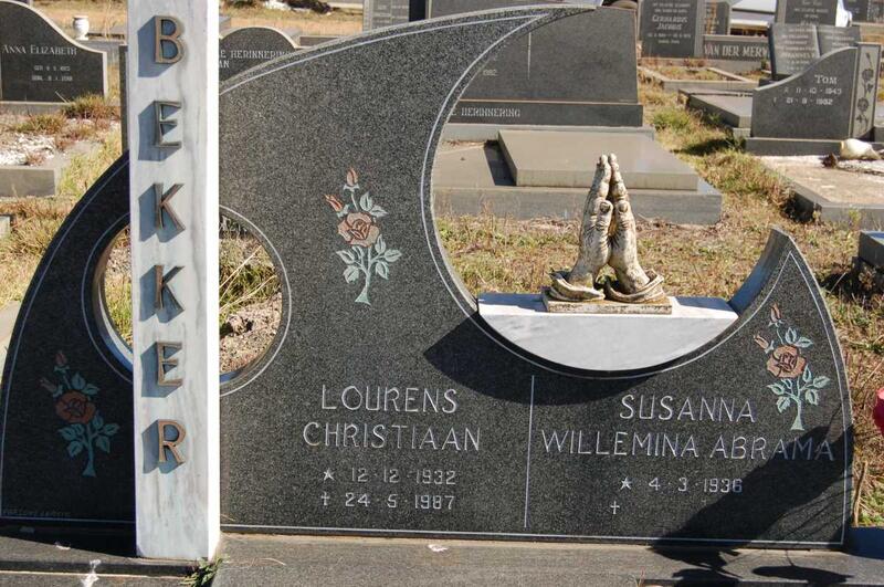 BEKKER Lourens Christiaan 1932-1987 & Susanna Willemina Abrama 1936-