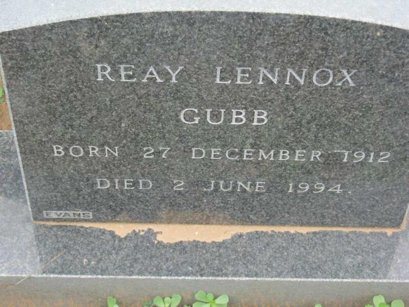 GUBB Reay Lennox 1912-1994