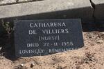 VILLIERS Catharena, de  -1958