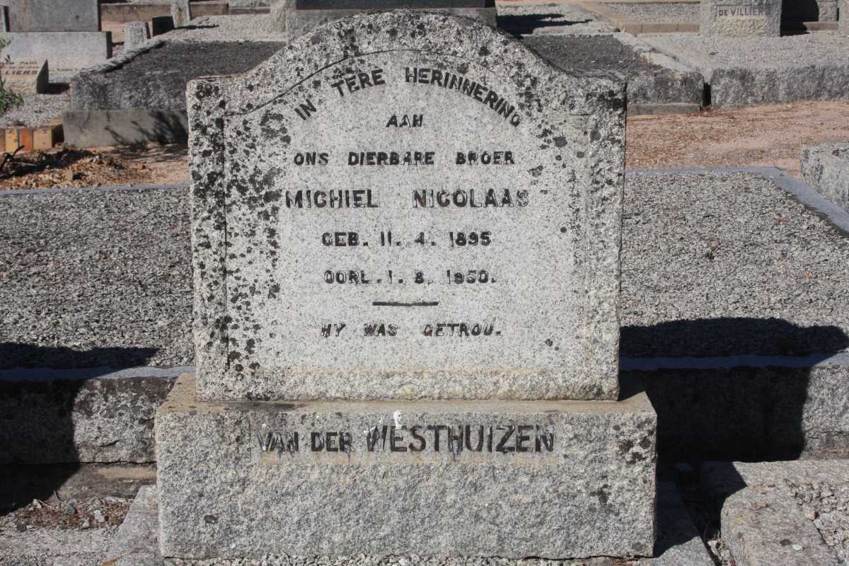 WESTHUIZEN Michiel Nicolaas, van der 1895-1950