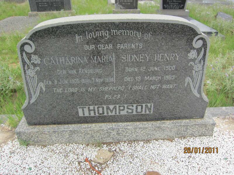 THOMPSON Sidney Henry 1900-1969 & Catharina Maria VAN RENSBURG 1905-1998