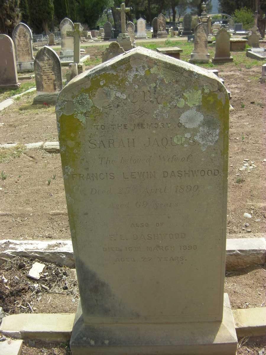 DASHWOOD Francis Lewin -1898 & Sarah Jaques -1890