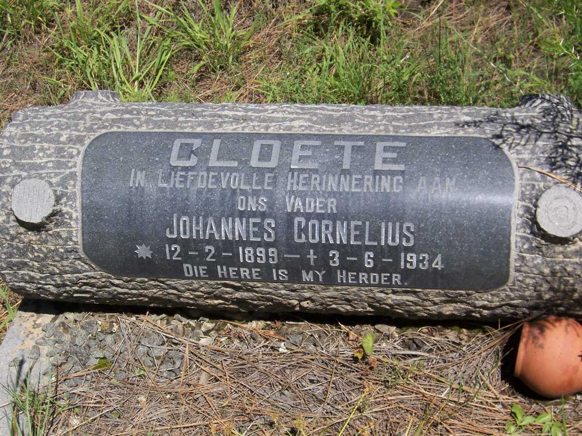 CLOETE Johannes Cornelius 1899-1934
