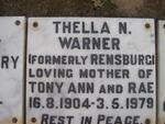 WARNER Thella N. formerly RENSBURG 1904-1979