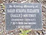 SOUTHEY Sarah Susanna Elizabeth formerly CHEMALY nee VAN NIEKERK 1936-2000