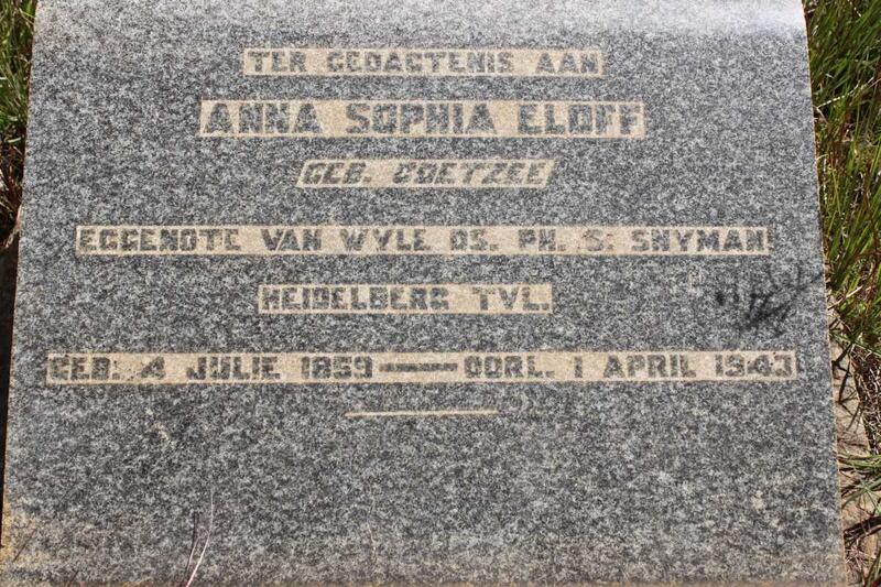 ELOFF Anna Sophia nee COETZEE 1859-1943