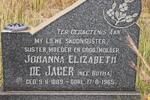 JAGER Johanna Elizabeth, de nee BOTHA 1889-1965