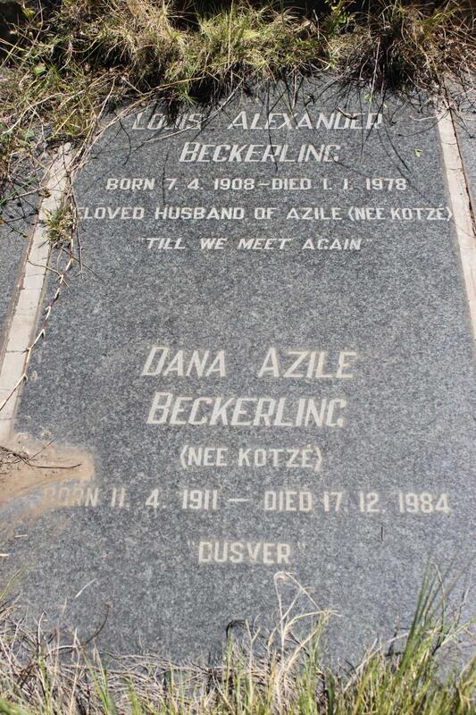 BECKERLING Louis Alexander 1908-1978 & Dana Azile KOTZE 1911-1984