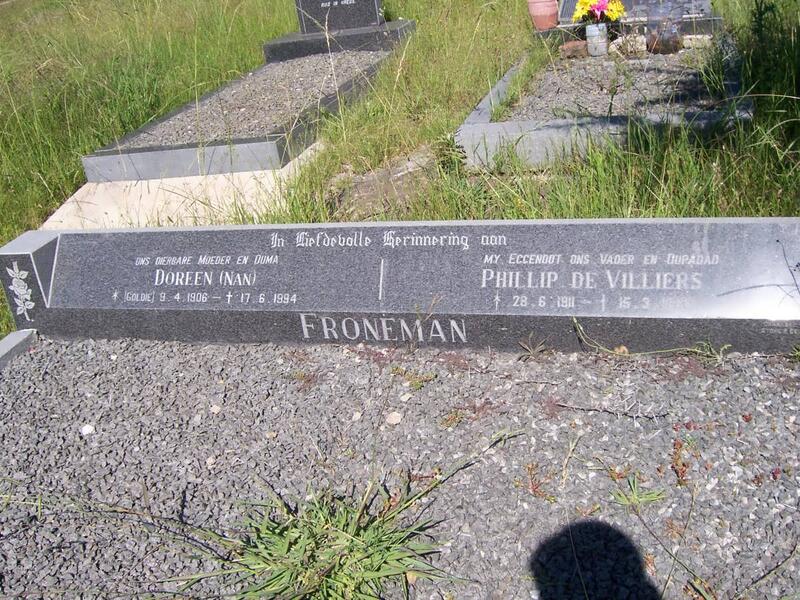 FRONEMAN Phillip de Villiers 1911- & Doreen 1906-1994