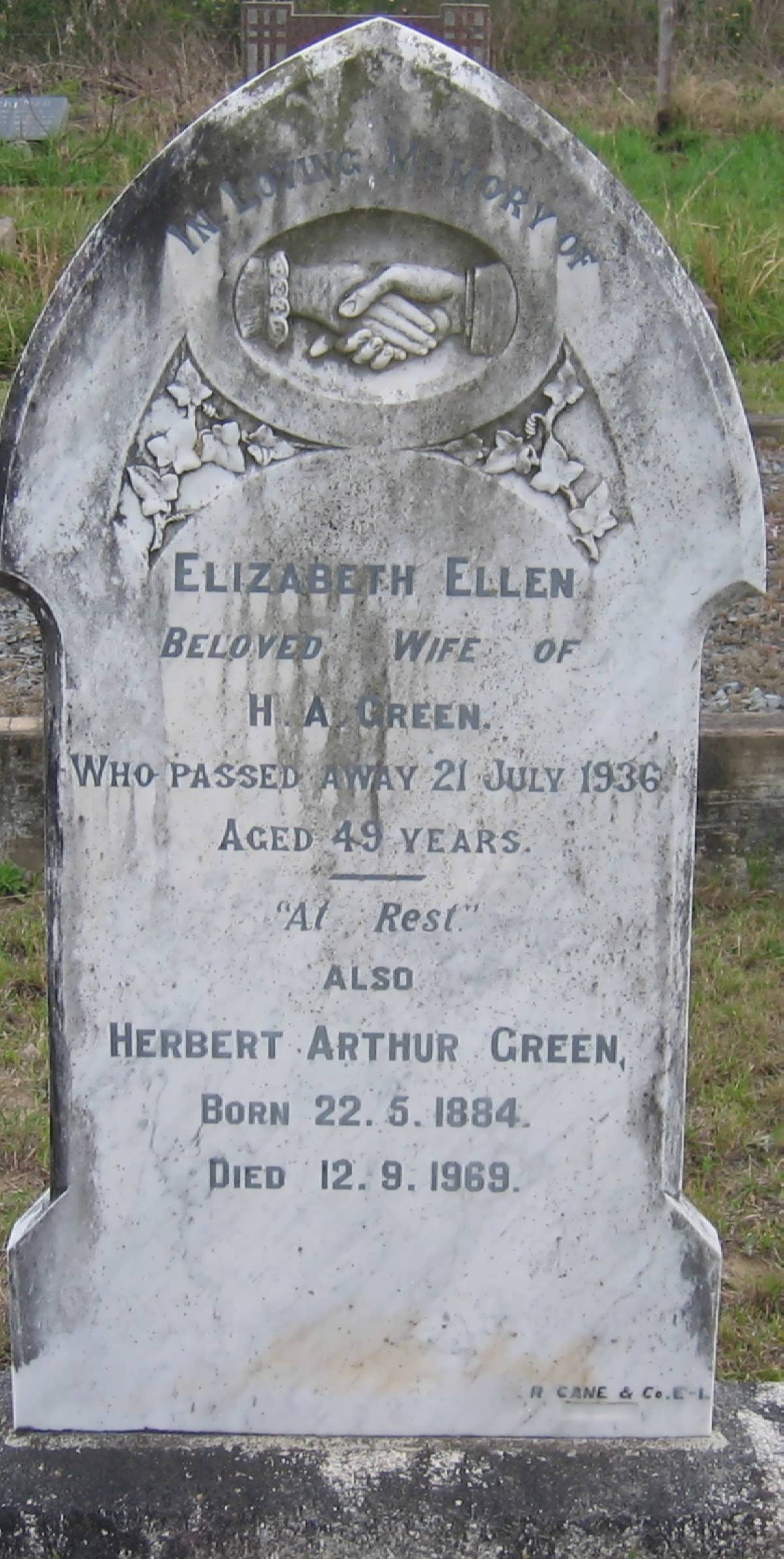 GREEN Herbert Arthur 1884-1969 & Elizabeth Ellen -1936