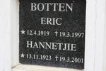 BOTTEN Eric 1919-1997 & Hannetjie 1923-2001