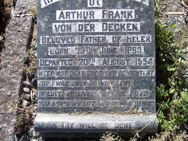 DECKEN Arthur Frank, von der 1883-1954