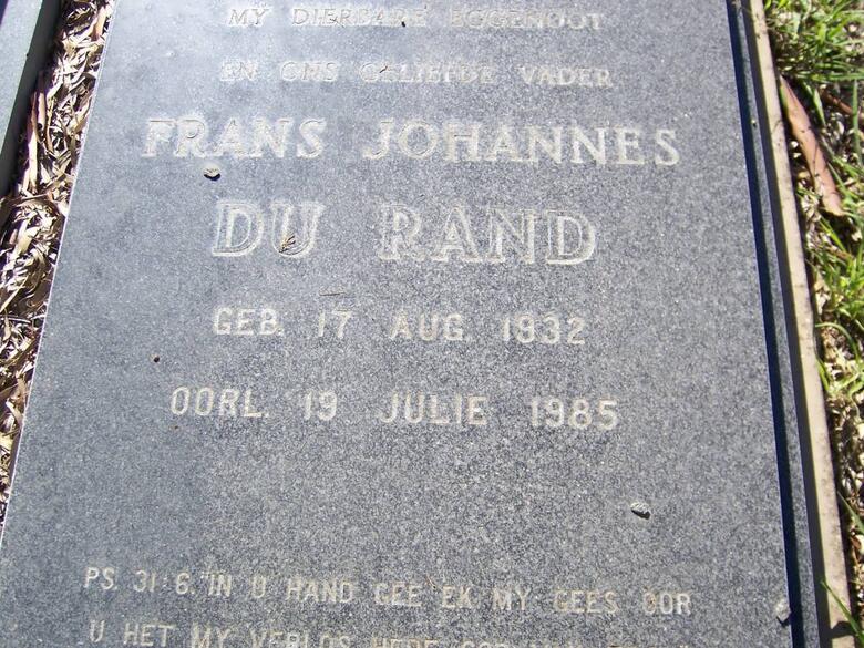 RAND Frans Johannes, du 1932-1985