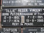 HEGER Vincent 1921-2005 & Tillie nee PUTZIER 1915-1974