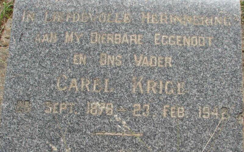 KRIGE Carel 1878-1942