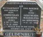 GELDENHUYS Christiaan Lourens 1925-2000 & Gertruida Magdalena KOEKEMOER 1925-