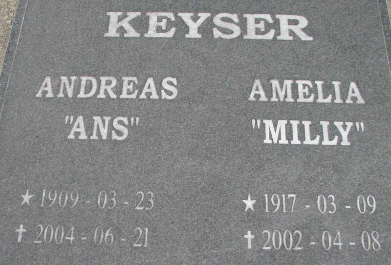 KEYSER Andreas 1909-2004 & Amelia 1917-2002