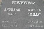 KEYSER Andreas 1909-2004 & Amelia 1917-2002