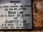 LAW Brian 1934-1990 & Jeanette 1934-2003