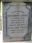 CURRIE John Robert 1858-1941 & Alice Jane 1862-1941
